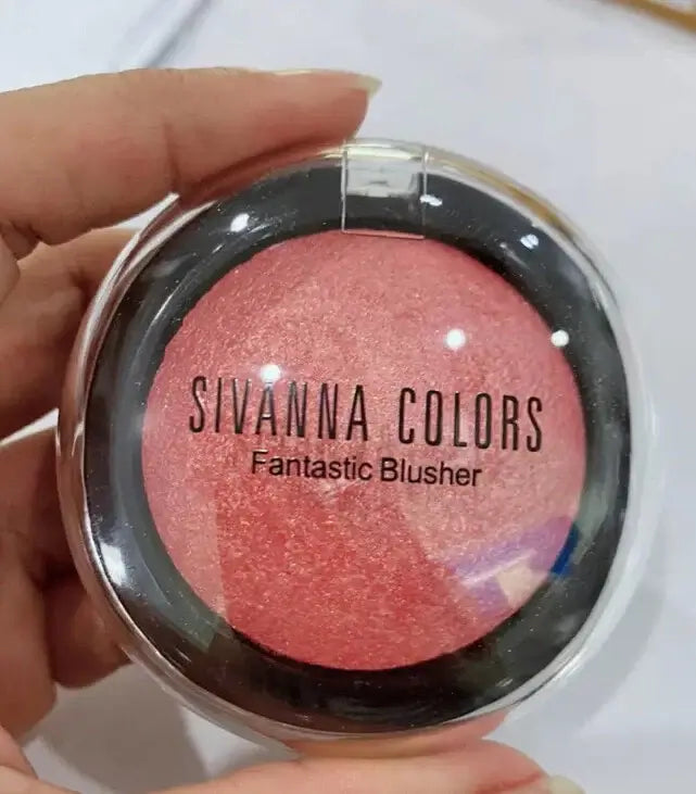 Sivanna Colors Fantastic Blusher Unboxed Shimmer Powder Compact Held in Hand
