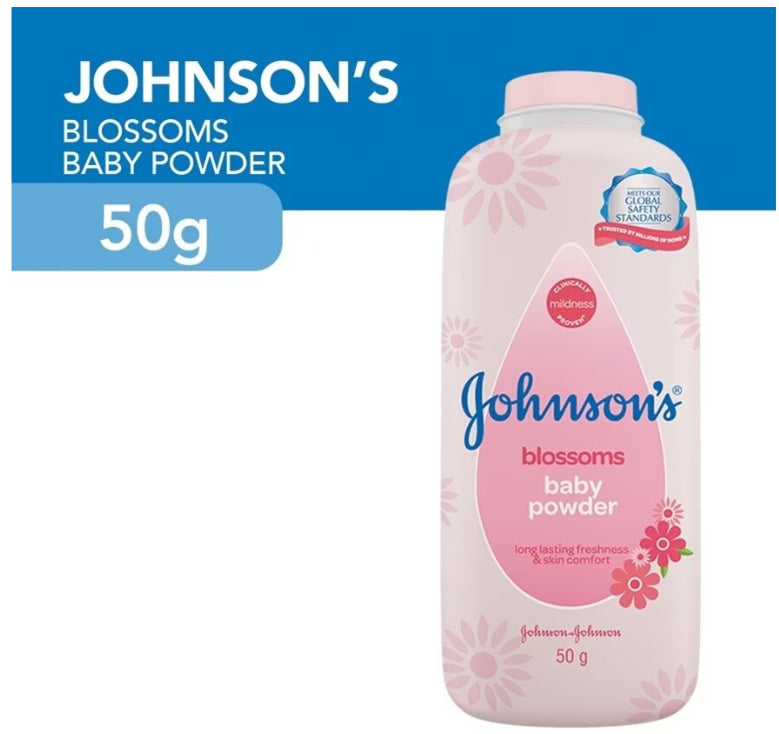 Johnsons Blossom Powder baby powder promotional floral packaging banner