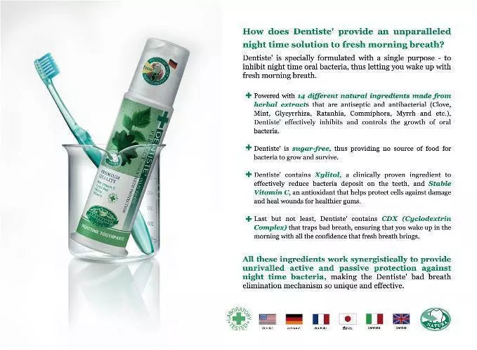 Dentiste Plus White Toothpaste 100 g with key benefits and icons for oral care features