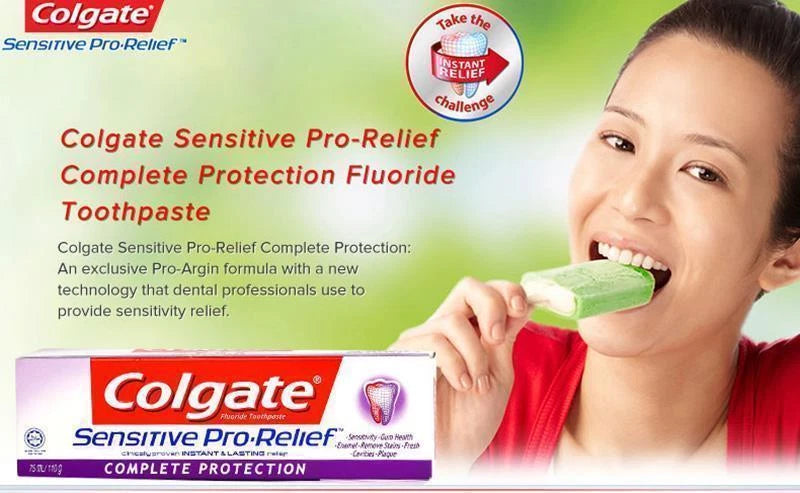 Colgate Sensitive Pro-Relief Toothpaste advertisement child smiling healthy teeth