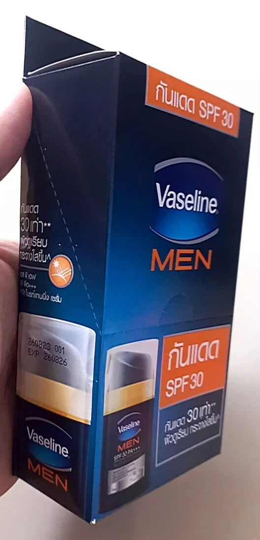 Vaseline Men Serum SPF30 PA+++ box side angle product packaging
