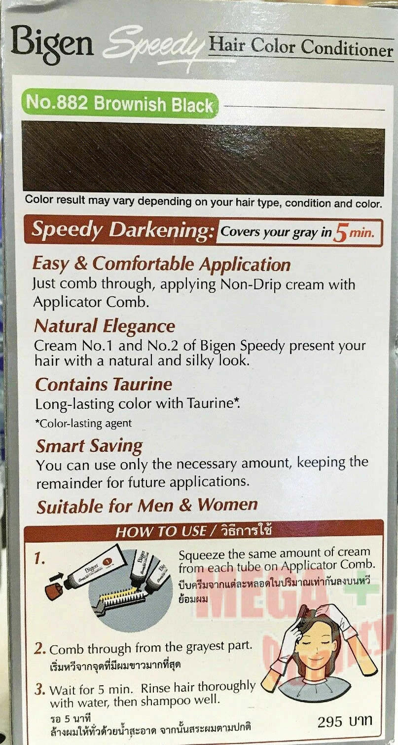 Bigen Speedy Hair Color instructions and product information label