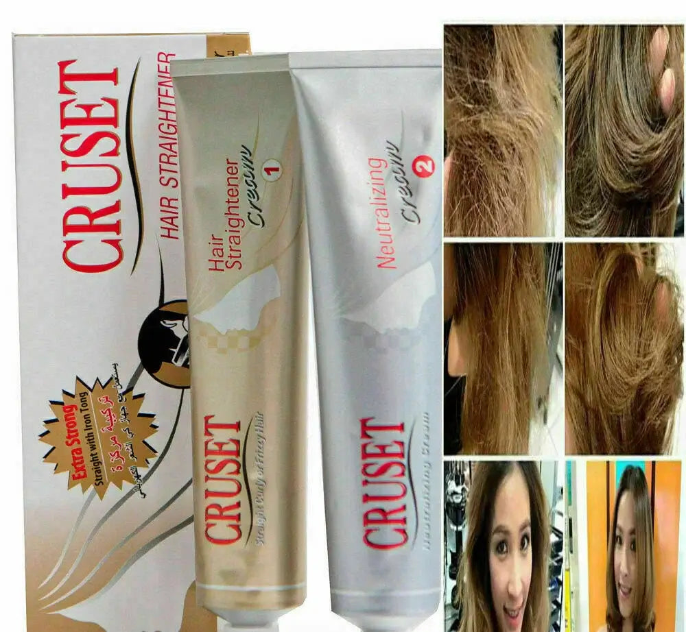Cruset Hair Straightener Cream product label displaying instructions and caution text in Thai language