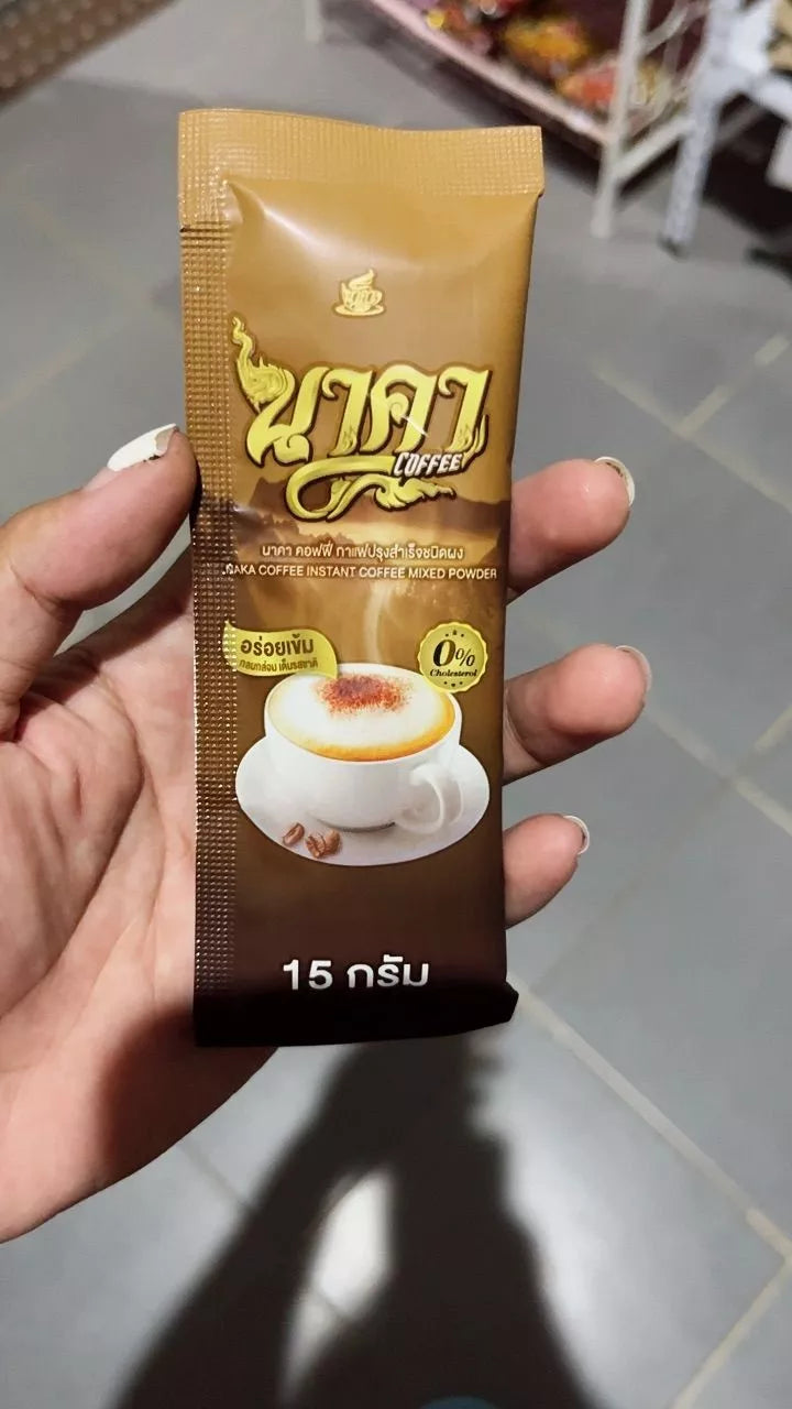Naka Instant Coffee sachet handheld product display sugar free diet coffee