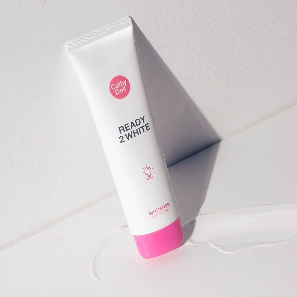 Cathy Doll Ready 2 White body lotion tube pink white minimal design