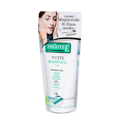 Smooth E White Babyface Foam packaging with product benefits highlighted
