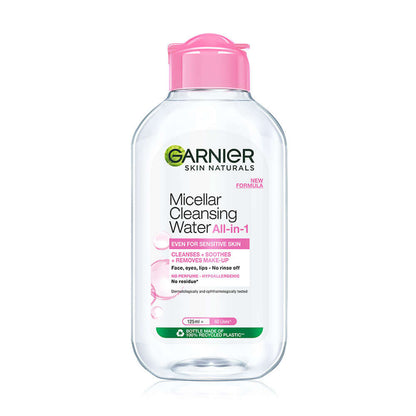 Garnier Micellar Water 125ml bottle front view for sensitive skin