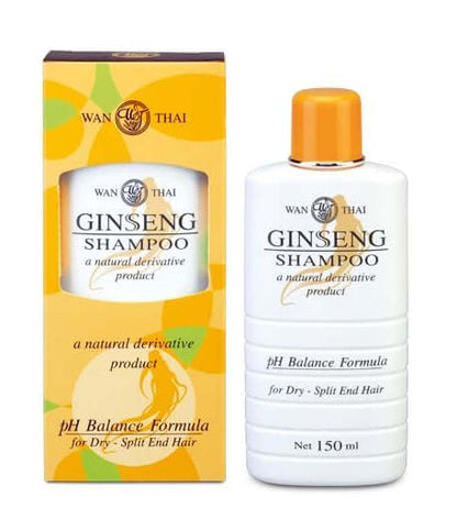 Wan Thai Ginseng Shampoo 150ml bottle next to product packaging box