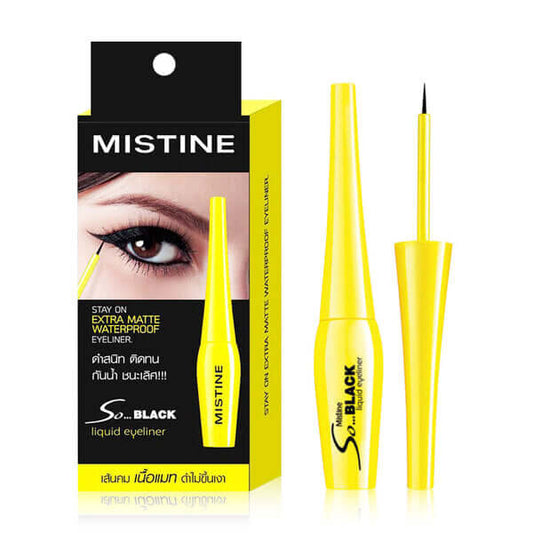 Mistine So Black liquid eyeliner packaging with applicator and box set