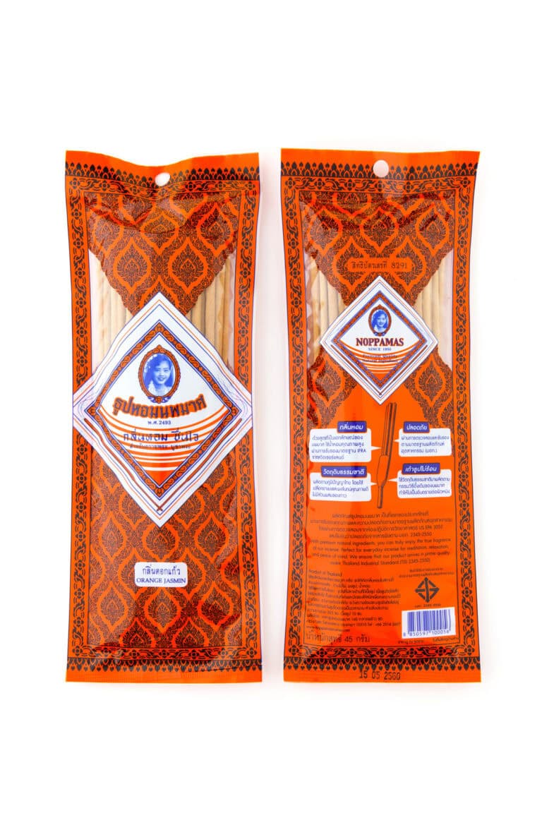 Noppamas Incense Sticks orange jasmine bundle product packaging