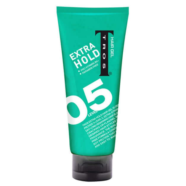 TROS Extra Hold Hair Gel level 5 green tubes 200ml front view close up on white background