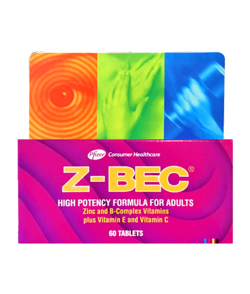 Z-BEC Multivitamins Multimineral supplement box angled front with colorful background