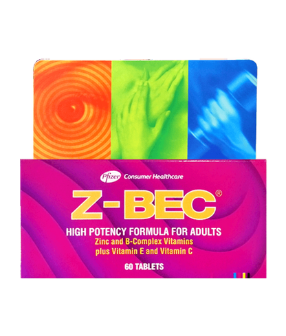 Z-BEC Multivitamins Multimineral supplement box angled front with colorful background