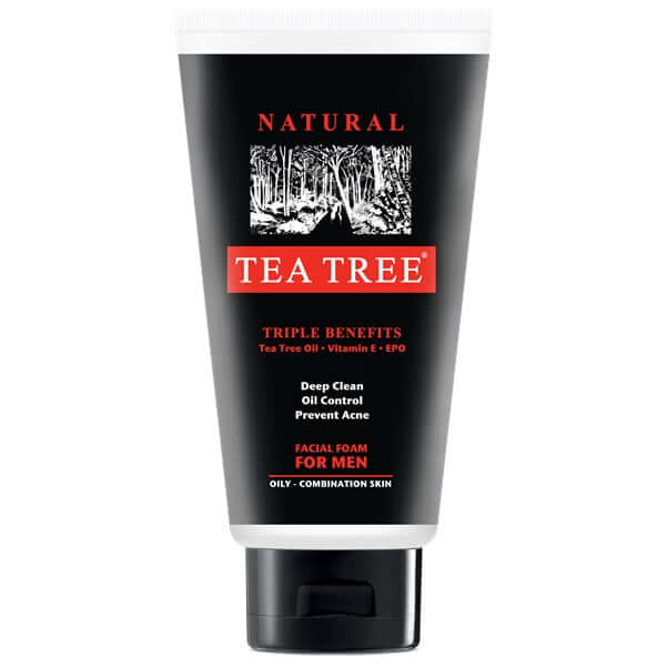 Tea Tree Men Foam Natural Facial Cleanser Oil Control Front View 140ml 4.8oz