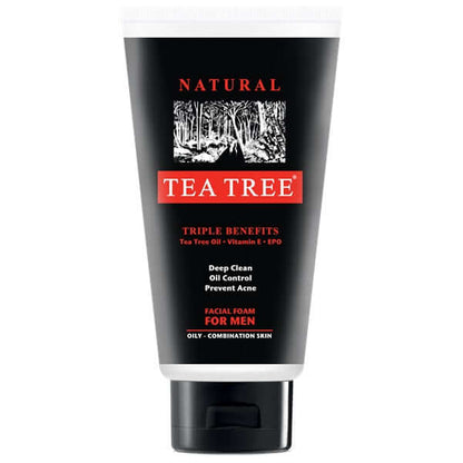 Tea Tree Men Foam Natural Facial Cleanser Oil Control Front View 140ml 4.8oz