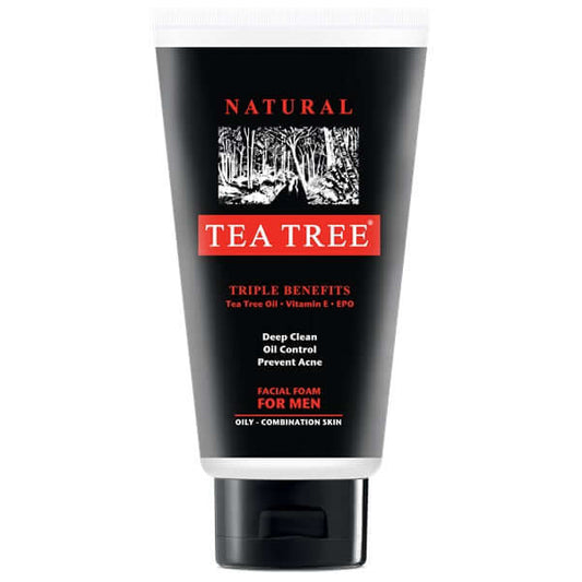 Tea Tree Men Foam Natural Facial Cleanser Oil Control Front View 140ml 4.8oz