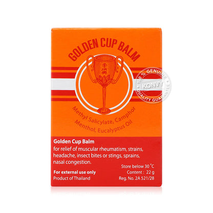 Golden Cup Balm Thai herbal yellow ointment packaging box for muscle pain relief
