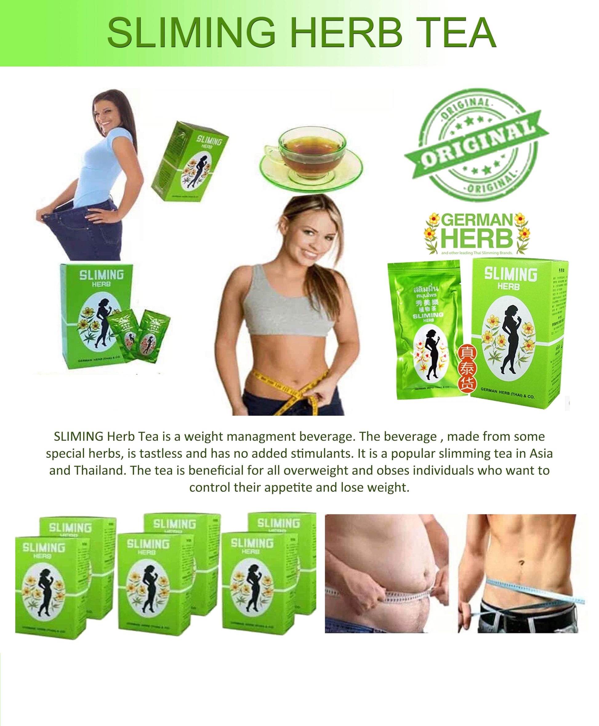  German Herb Slimming Tea product packaging and benefits overview
