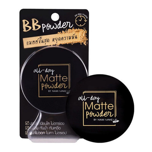 Nami All Day Matte BB Powder compact with packaging front view