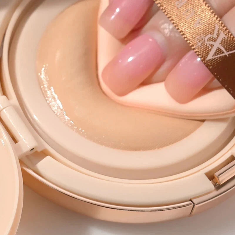 Aura Rich Cushion foundation sponge texture close up with puff