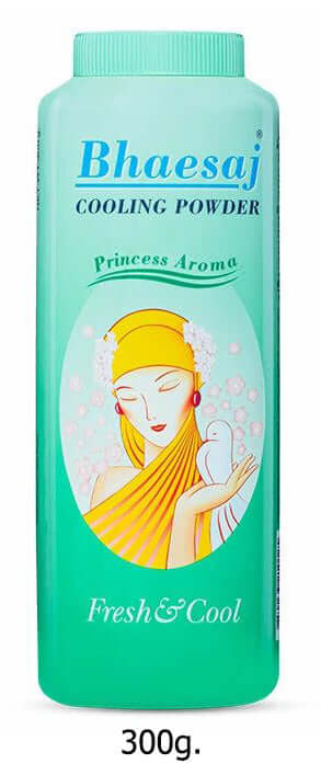 Bhaesaj Cooling Powder Princess Aroma packaging featuring a refreshing design for body care and daily use.