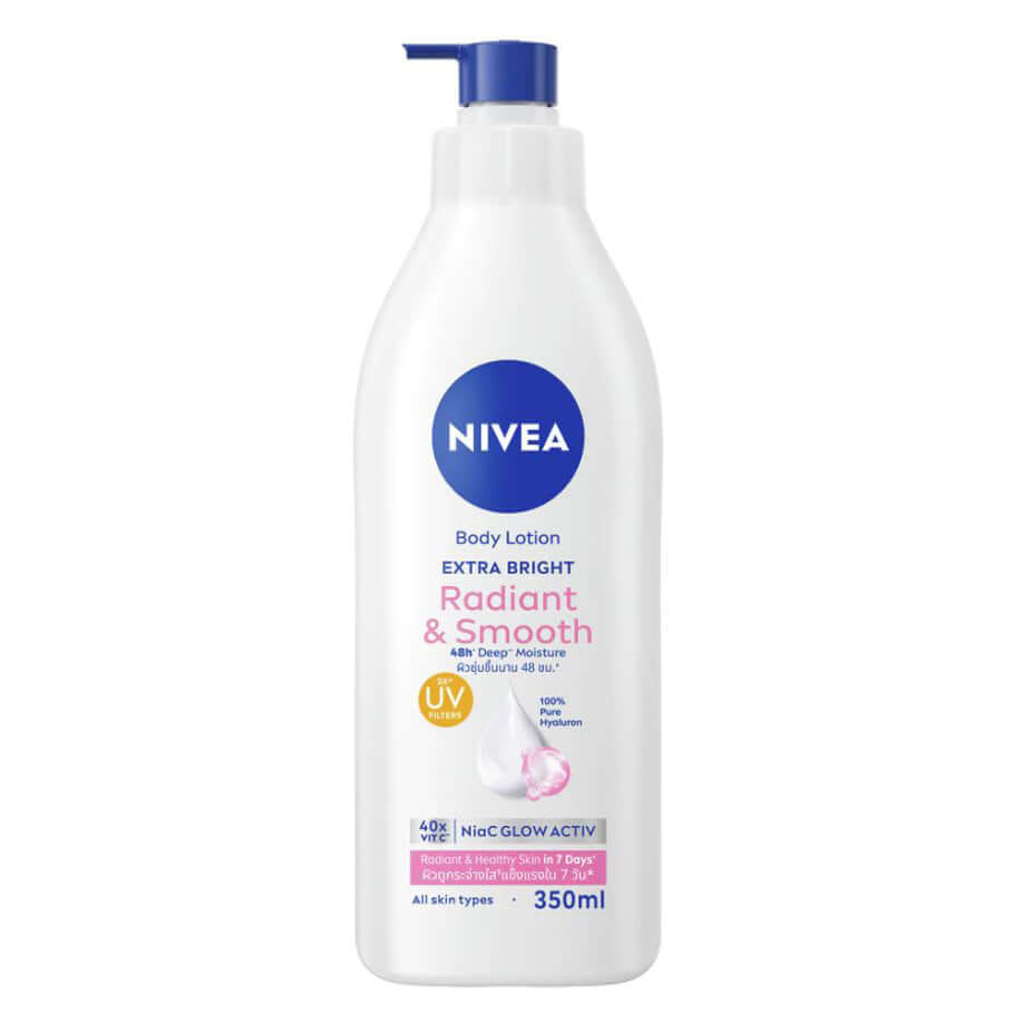NIVEA Radiant Smooth Body Lotion Extra Bright Vitamin C 350ml bottle on a white background