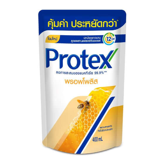 Protex Propolis Body Wash 400ml refill pouch front packaging for daily shower skin protection