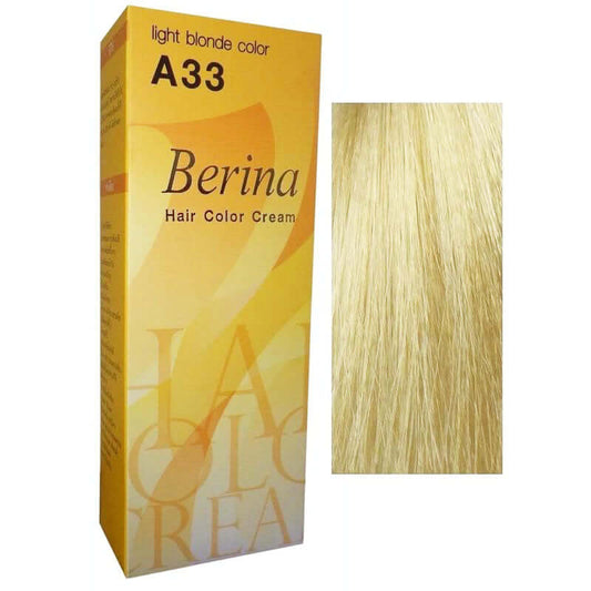 Berina A33 Hair Color light blonde cream box and color chart