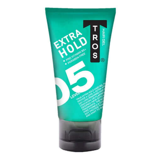 TROS Extra Hold Hair Gel level 5 styling gel 45ml product shot on clear background