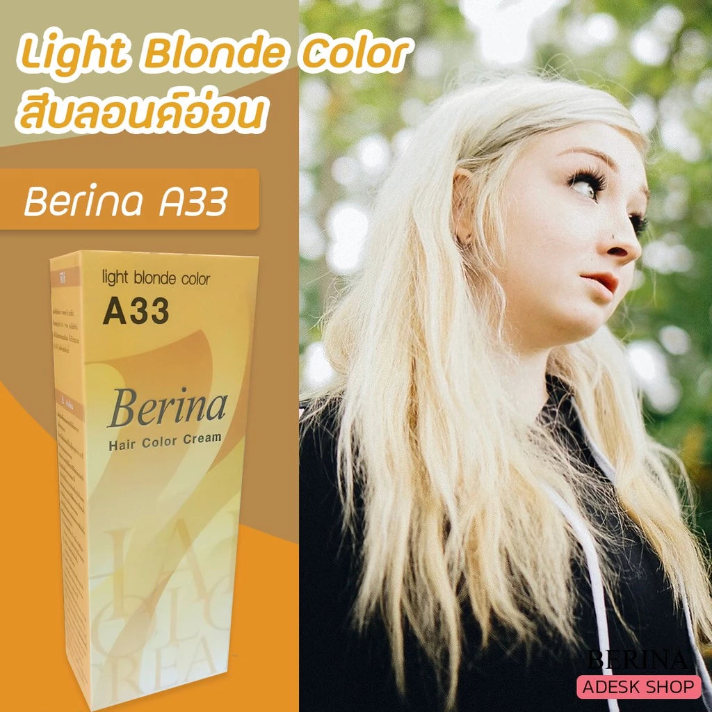 Berina A33 Hair Color light blonde result on model hair
