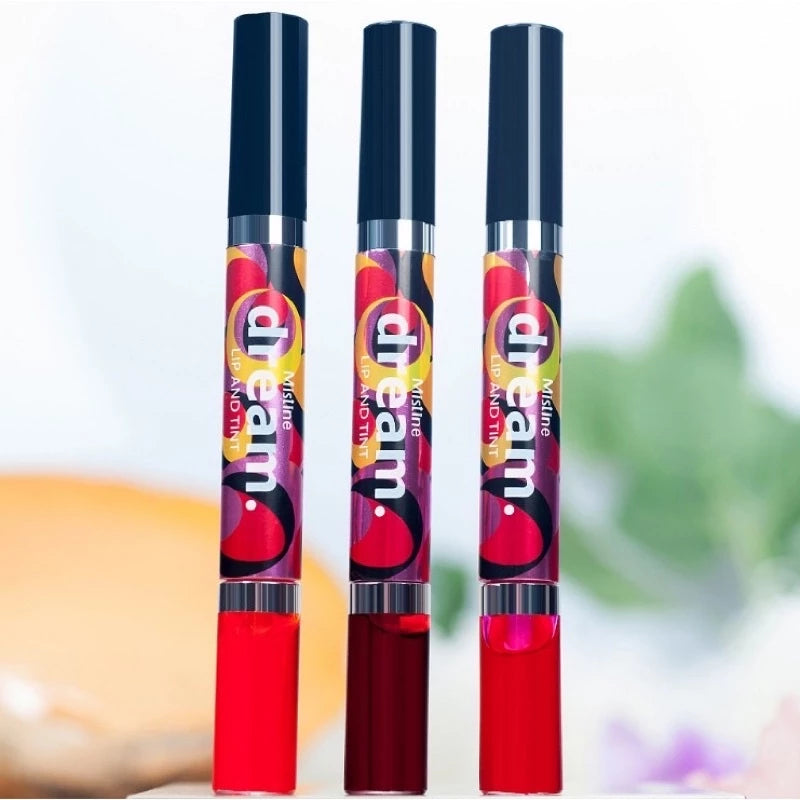 Mistine Dream Lip Tint multiple shades glossy finish on lips comparison