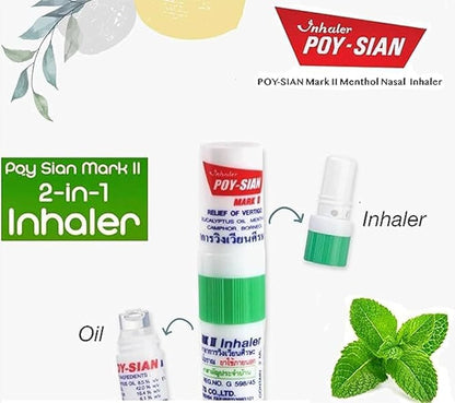 Poy Sian Inhaler Mark II with Mint Leaves and Natural Oils