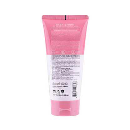 Baby Bright Gluta Facial Foam product tube rear label showing ingredients and details