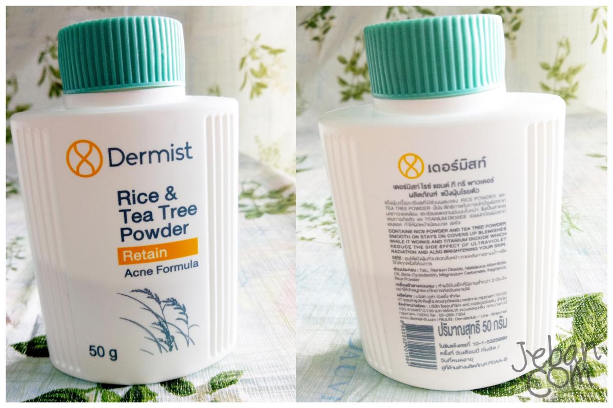 Dermist Rice Tea Tree Powder bottles placed on floral background
