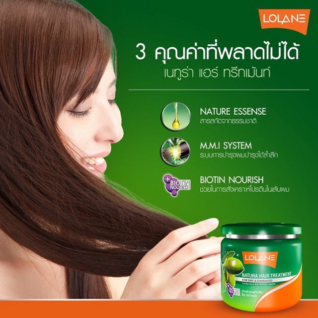 Lolane Natura Hair Treatment usage with woman applying hair treatment