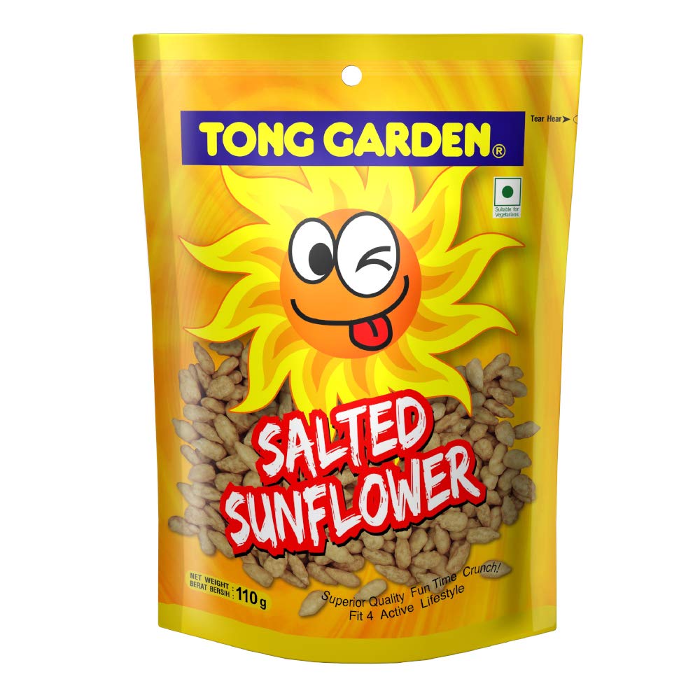 Tong Garden Salted Sunflower front packaging showing roasted sunflower kernels snack