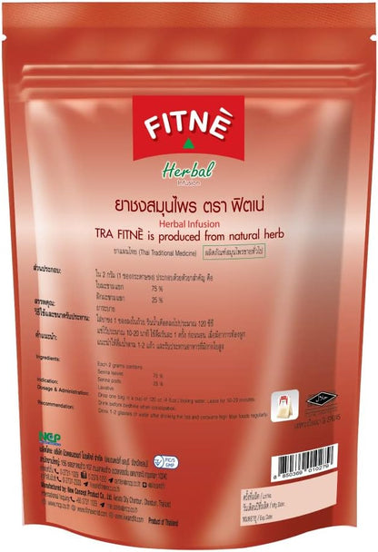 Fitne Herbal Slimming Tea 40 Bags back of red packaging with Thai product details