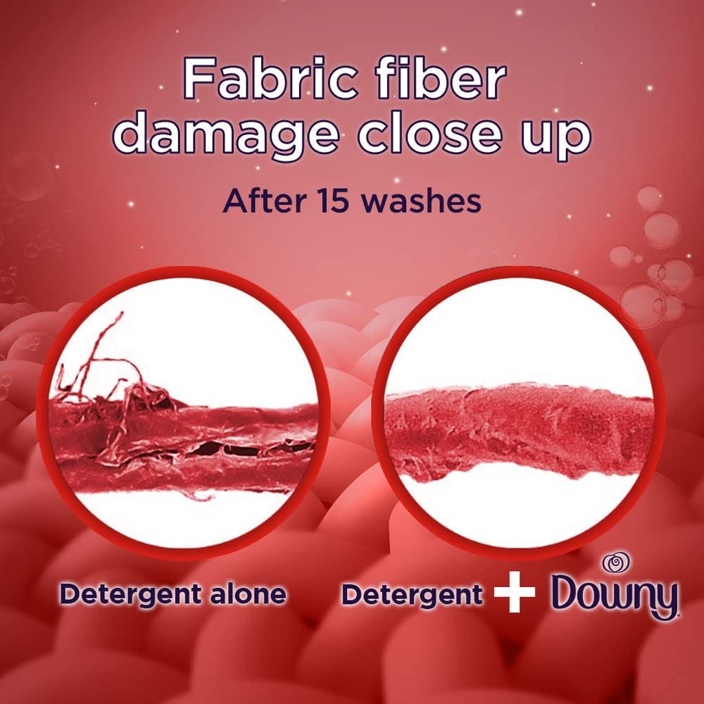 Downy Passion Fabric Softener premium parfum fragrance concept with red floral background