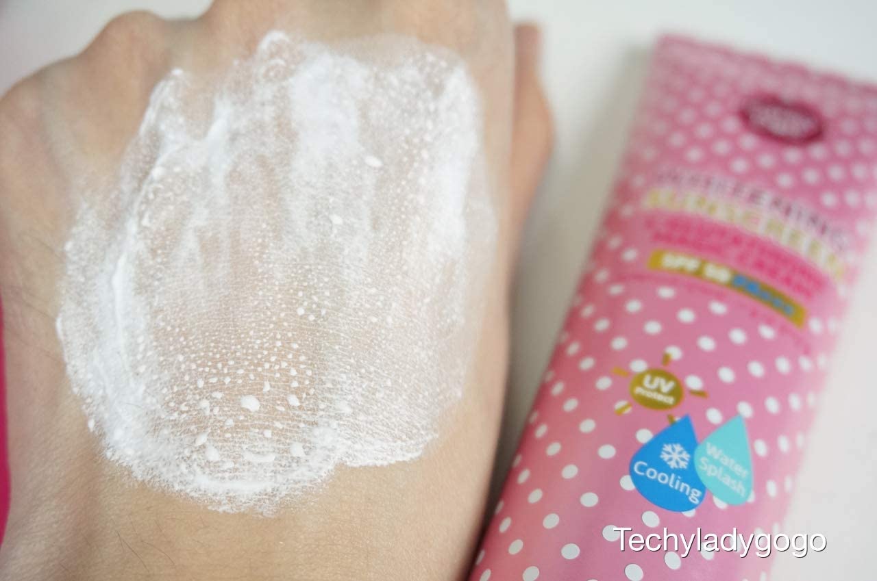 Cathy Doll L-Glutathione Sunscreen cream texture with pink tube packaging