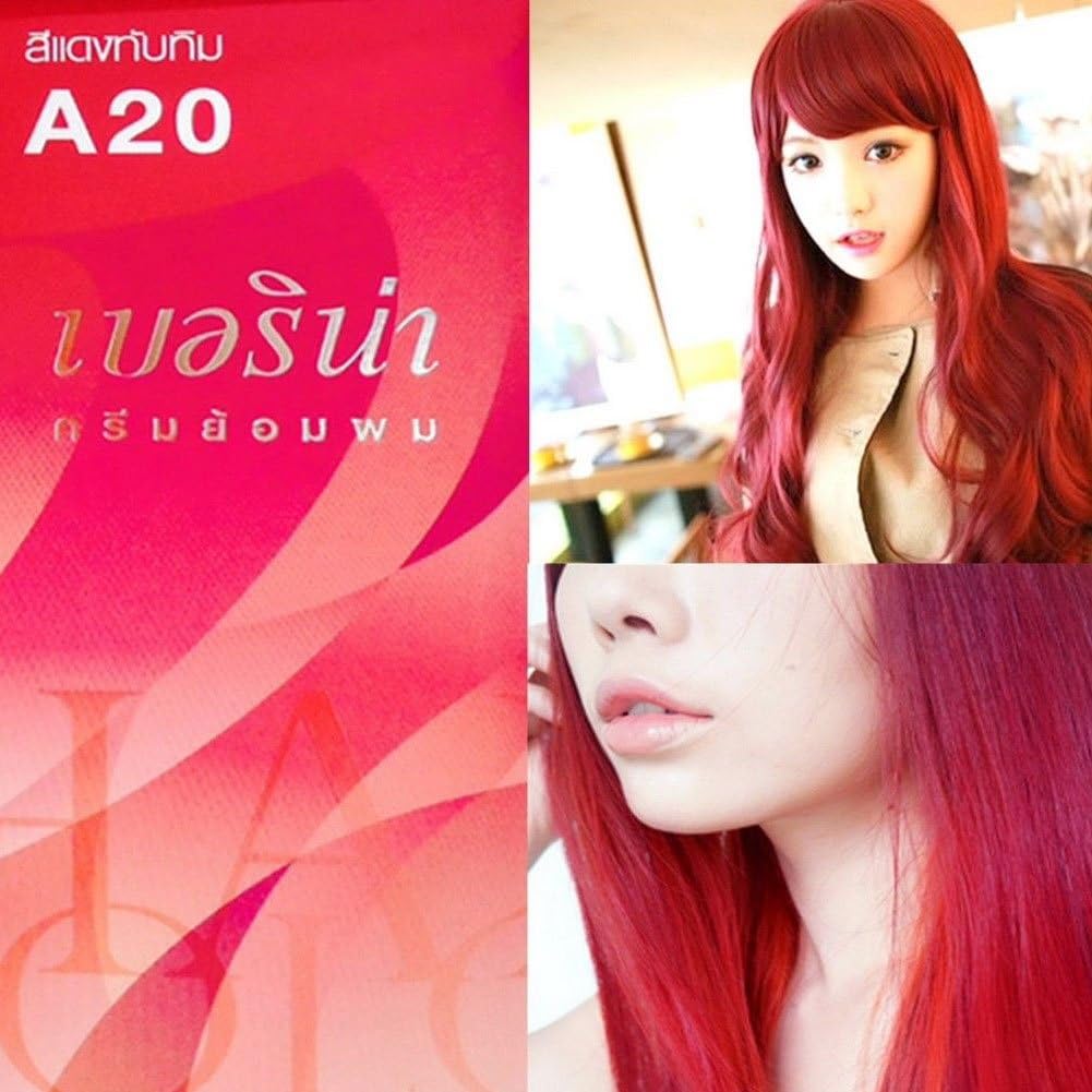 Berina Permanent Hair dye color cream # A20 Ruby Red