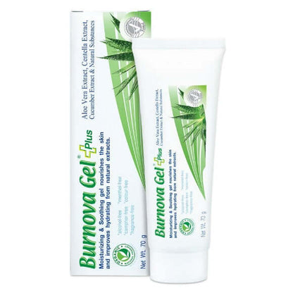 Burnova Gel Plus Aloe Vera 70g tube and box packaging