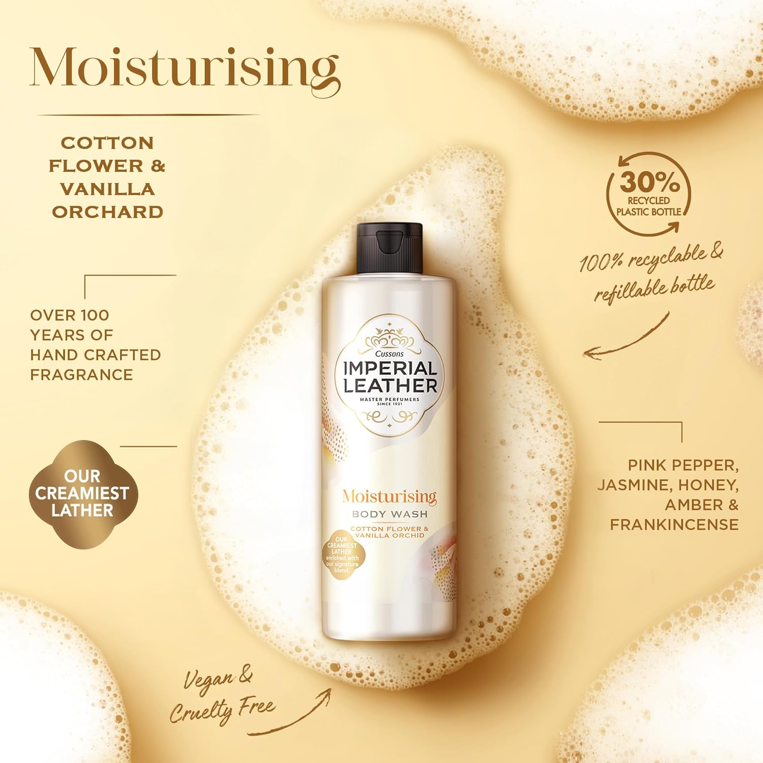 Imperial Leather Body Wash Cotton Flower Vanilla Orchid Moisturising Shower Gel Product Pack
