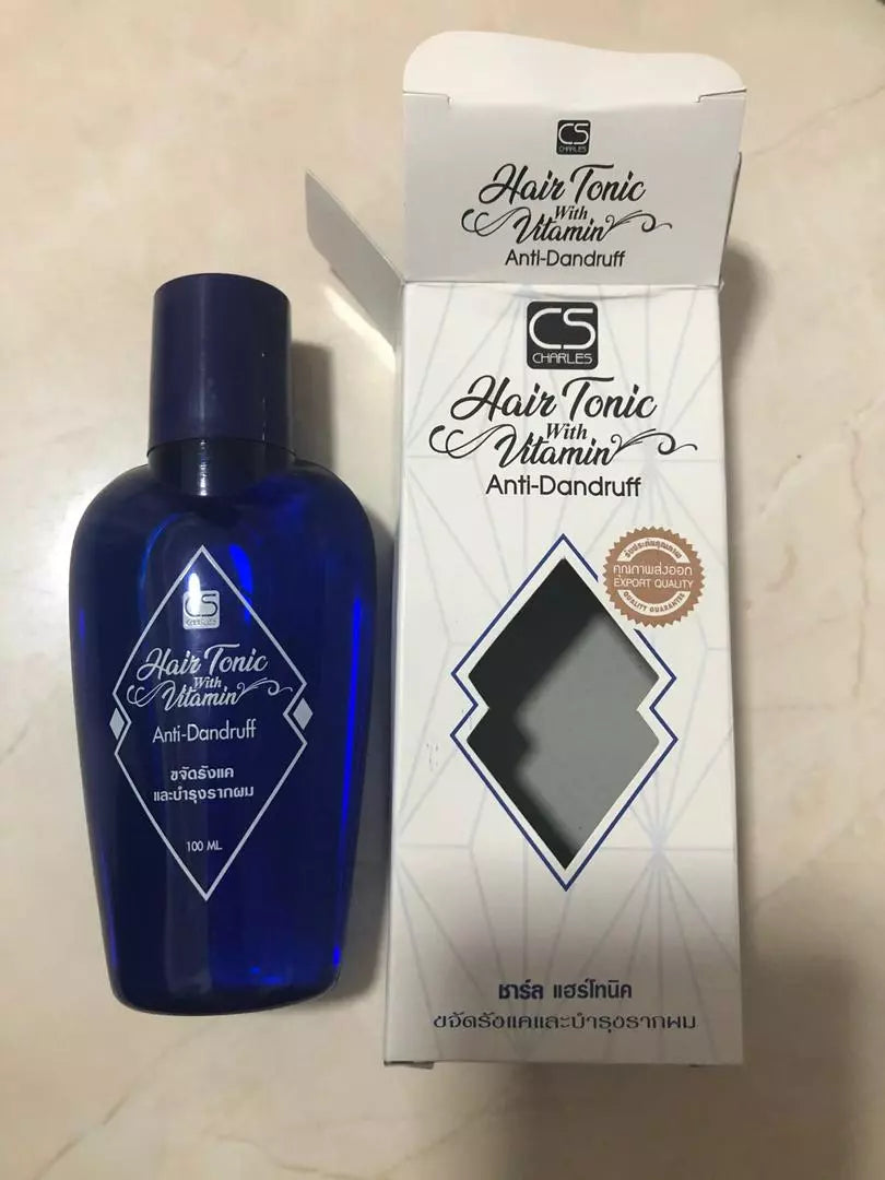 CS Charles Hair Tonic Anti Dandruff bottle and box product set display
