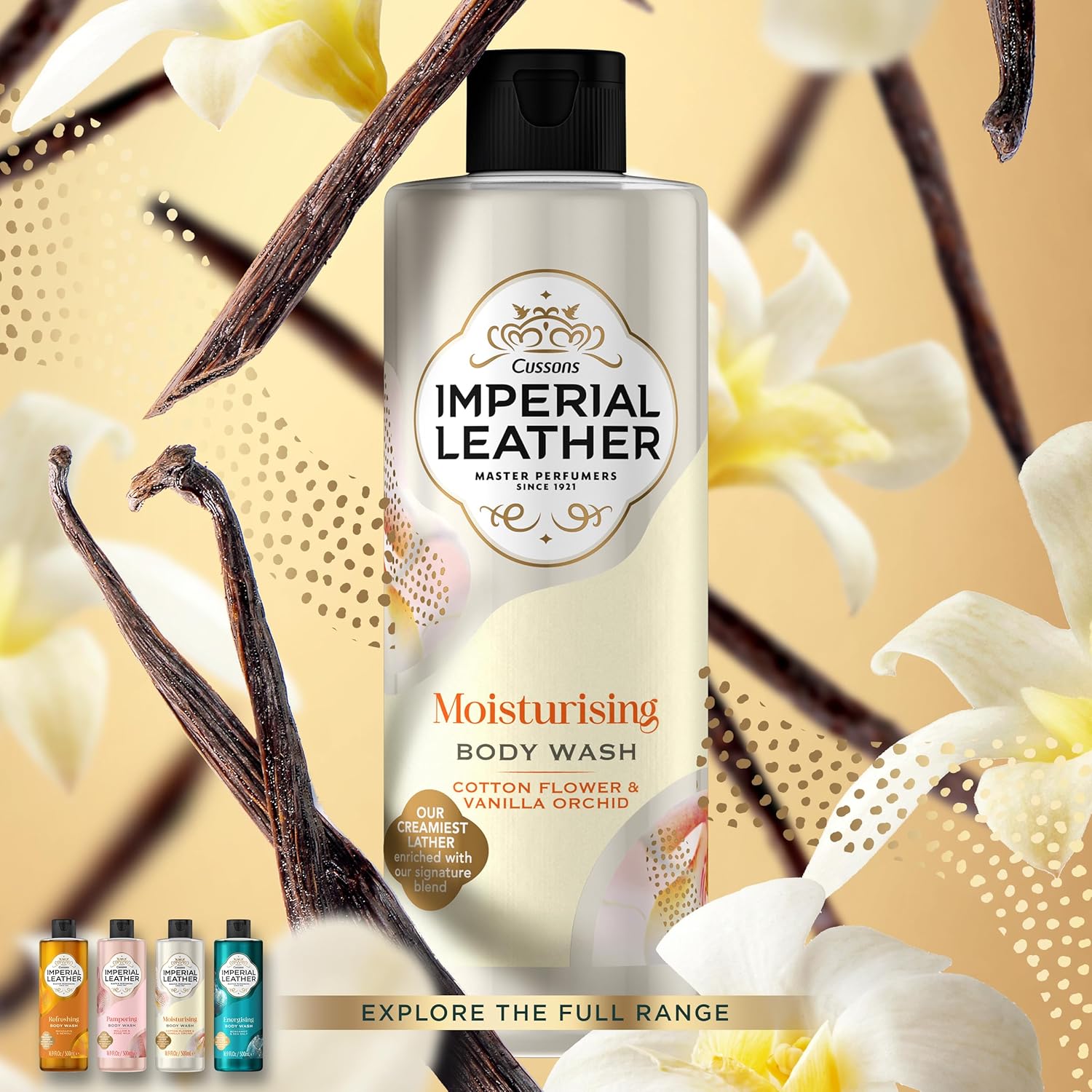 Imperial Leather Body Wash Cotton Flower Vanilla Orchid Moisturising Shower Gel Front View