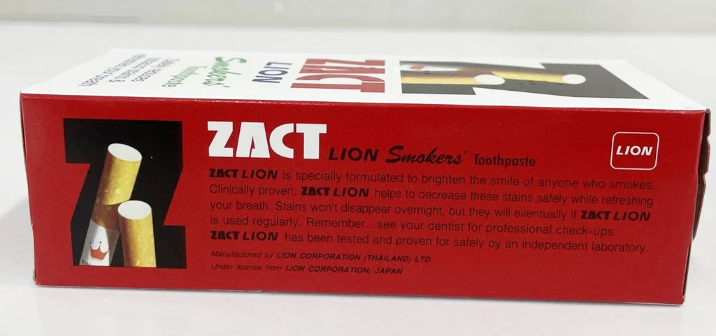 ZACT Lion Smokers Toothpaste top side box view