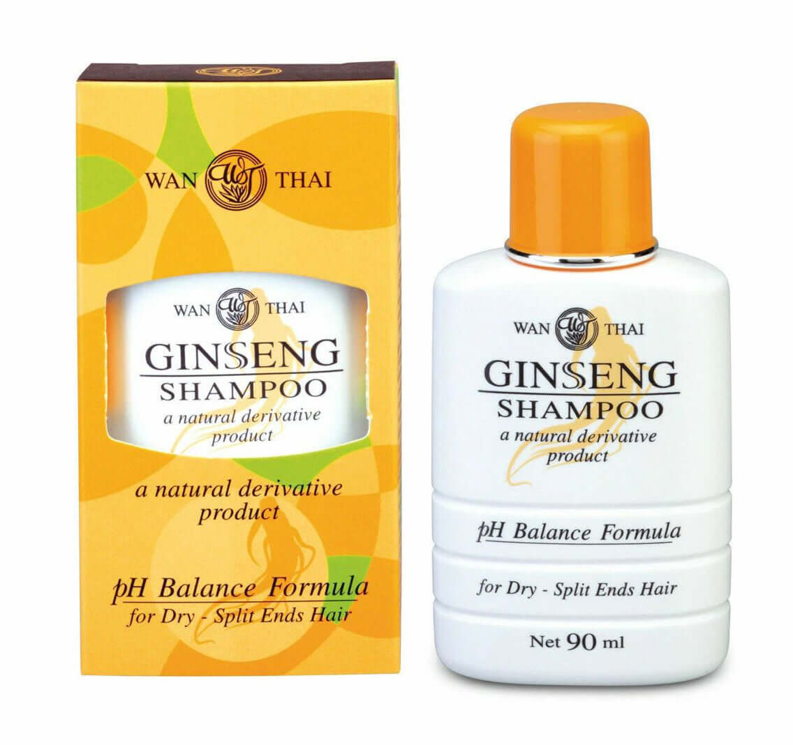 Wan Thai Ginseng Shampoo 90ml bottle displayed with original box