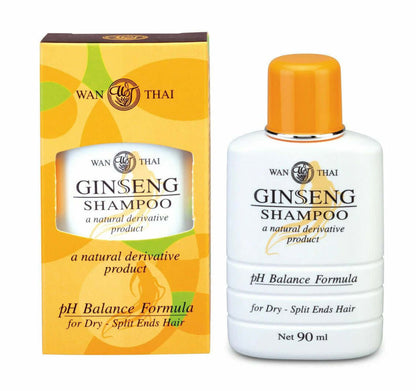 Wan Thai Ginseng Shampoo 90ml bottle displayed with original box