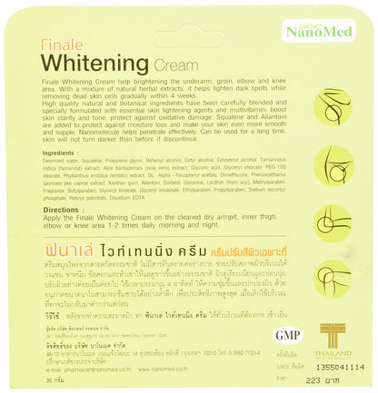 Finale Body Cream herbal 30g back label ingredients instructions