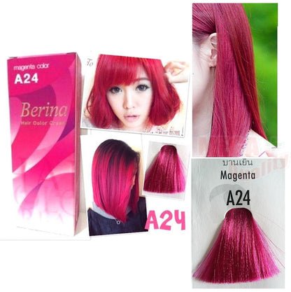 Berina Permanent Hair Dye Color Colour Cream A24 Magenta