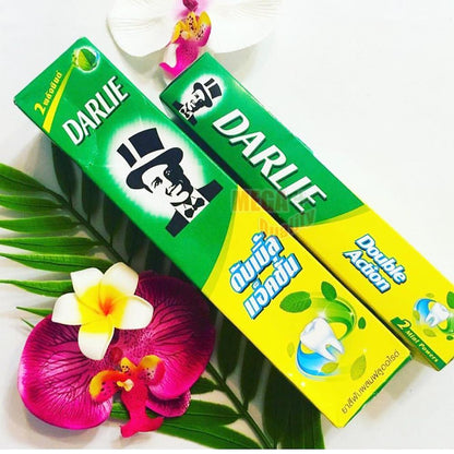 Darlie Double Action Toothpaste double mint design with herbal mint graphics